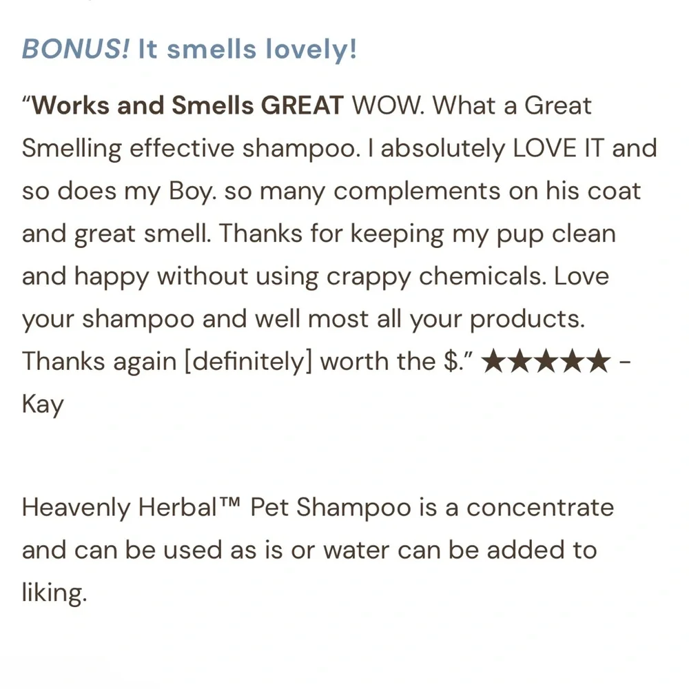 Wholistic Pet Organic Heavenly Herbal Shampoo 🐶 🐈
